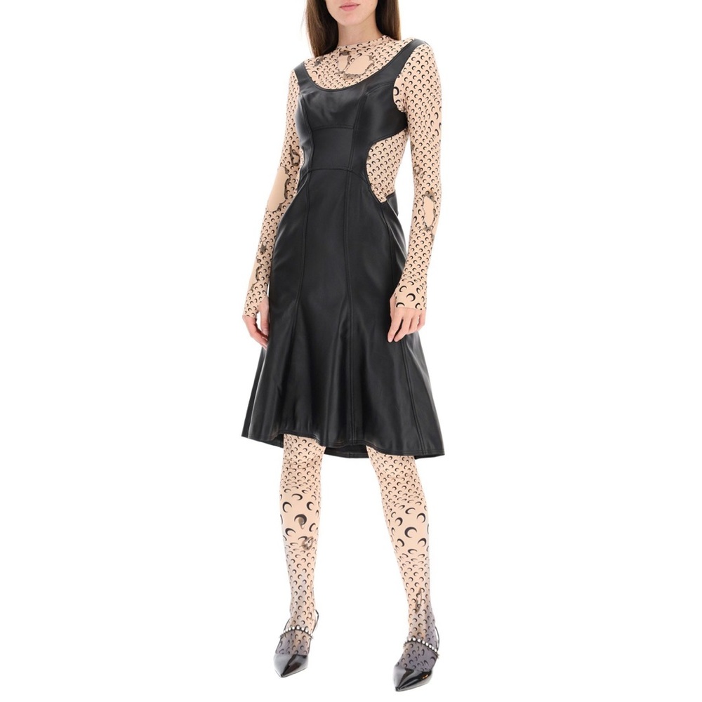 MARINE SERRE REGENERATED LEATHER HYBRID STRETCH DRESS - Picture 2 of 8